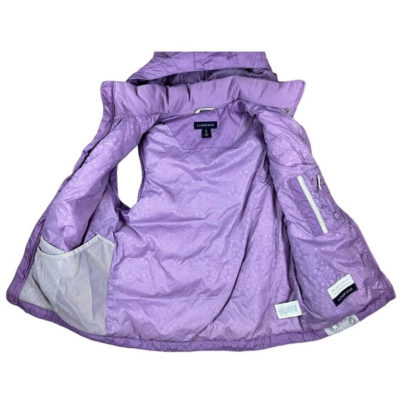 Lands' End Down Puffer Vest  Girls S (7-8)  Purple Jacket w Removable Hood - Picture 8 of 14
